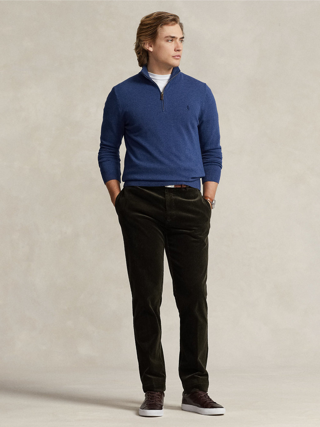 2026 New Arrival Maglia con Mezza Zip in Lana Blu