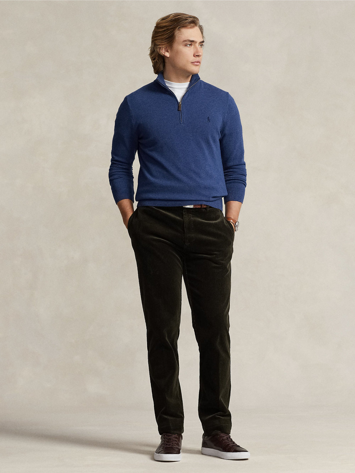 2026 New Arrival Maglia con Mezza Zip in Lana Blu