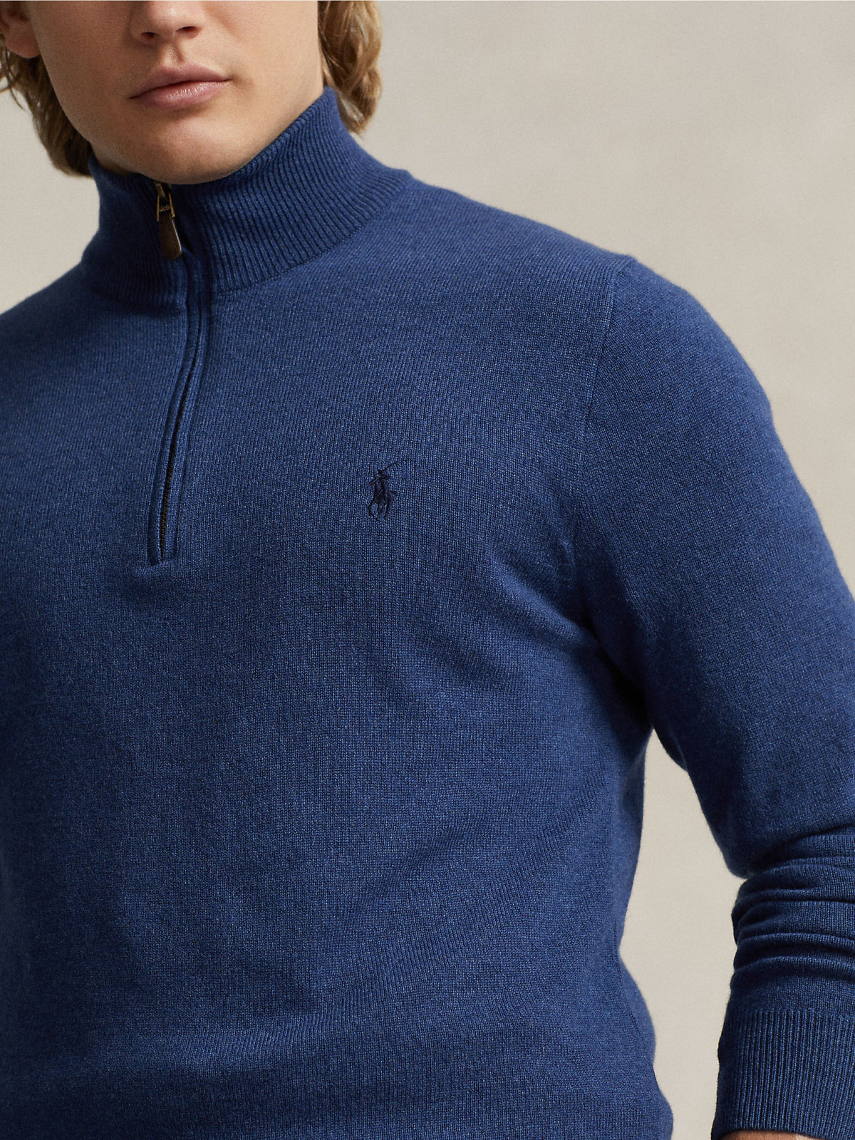 2026 New Arrival Maglia con Mezza Zip in Lana Blu