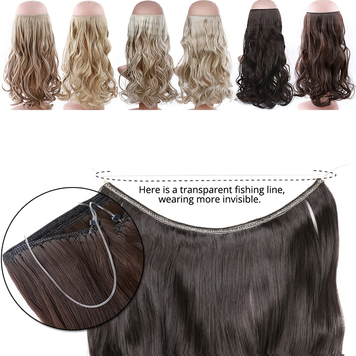 Great sales Hair Extensions Invisible Hair Extensions Secret Hidden Wire Long Curly Hair Pieces For Women Synthetic