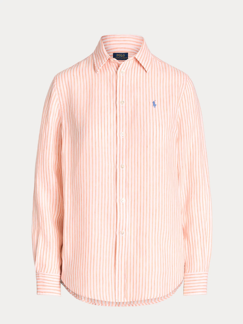 2026 New Arrival Camicia a Righe in Lino Arancio/Bianco
