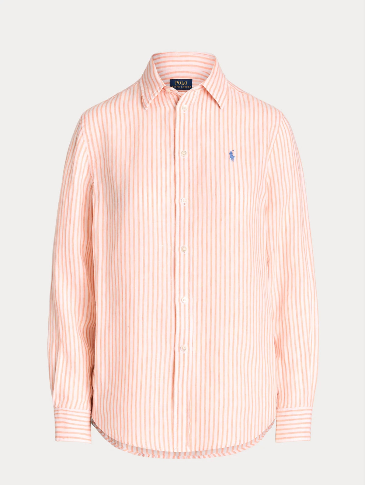 2026 New Arrival Camicia a Righe in Lino Arancio/Bianco