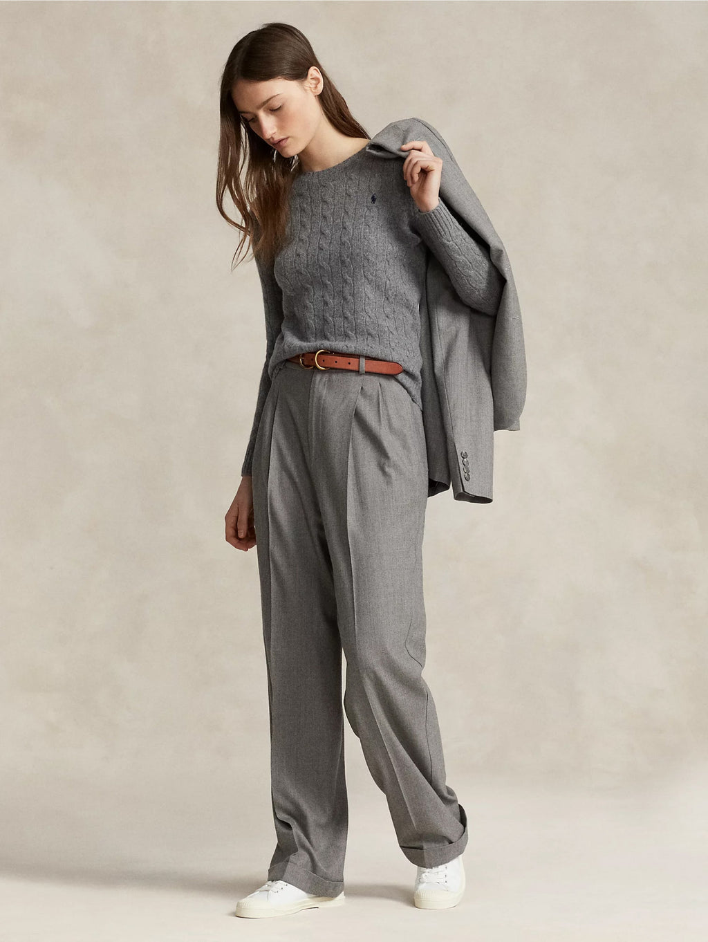 2026 New Arrival Maglia a Trecce in Misto Cashmere Grigio