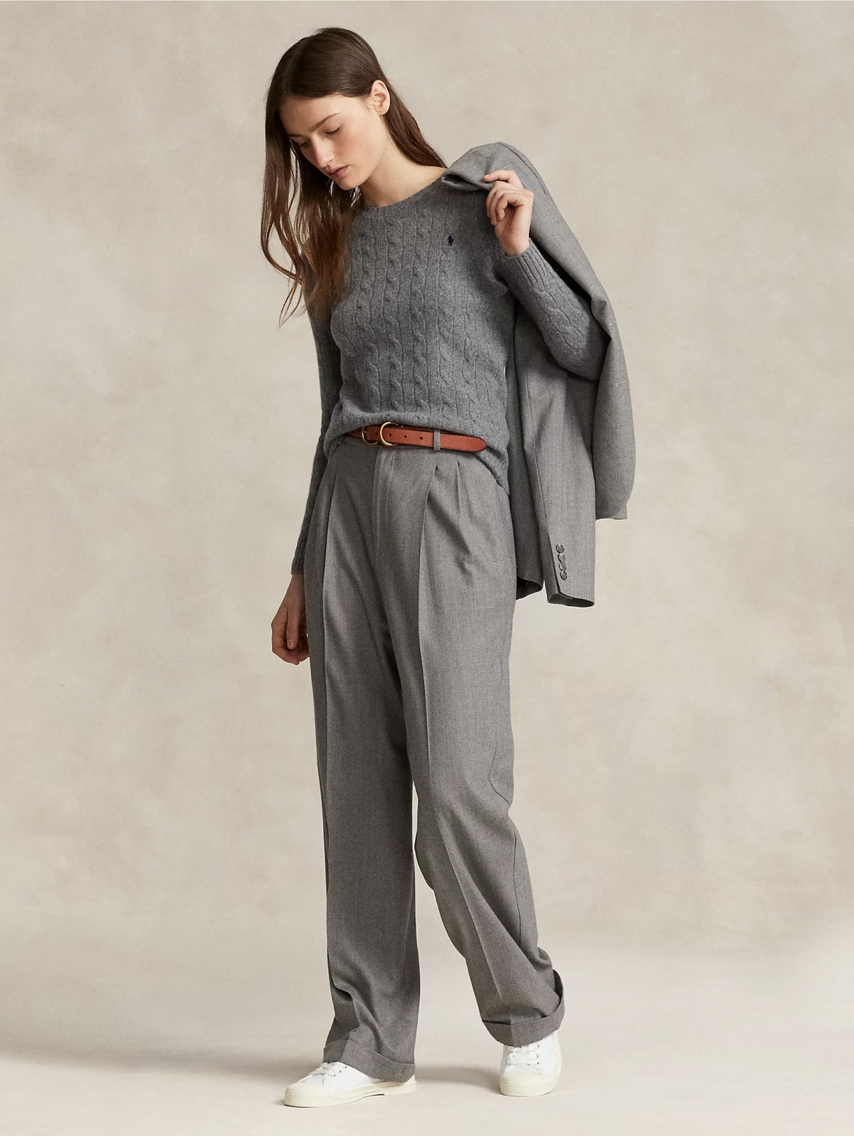 2026 New Arrival Maglia a Trecce in Misto Cashmere Grigio