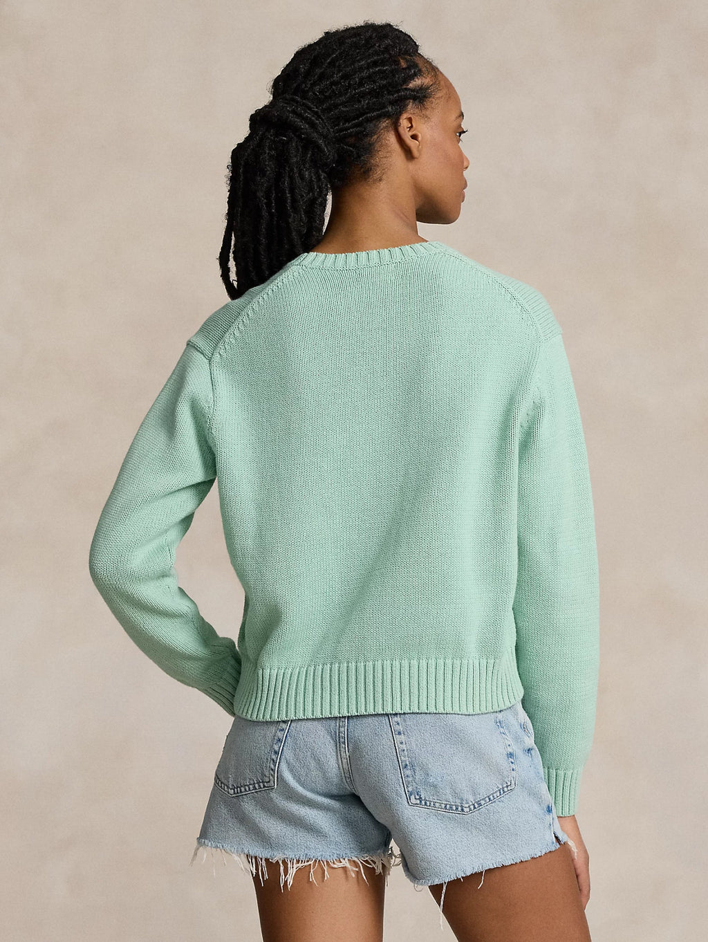 2026 New Arrival Maglia Girocollo con Ricamo Polo Bear Verde Celadon