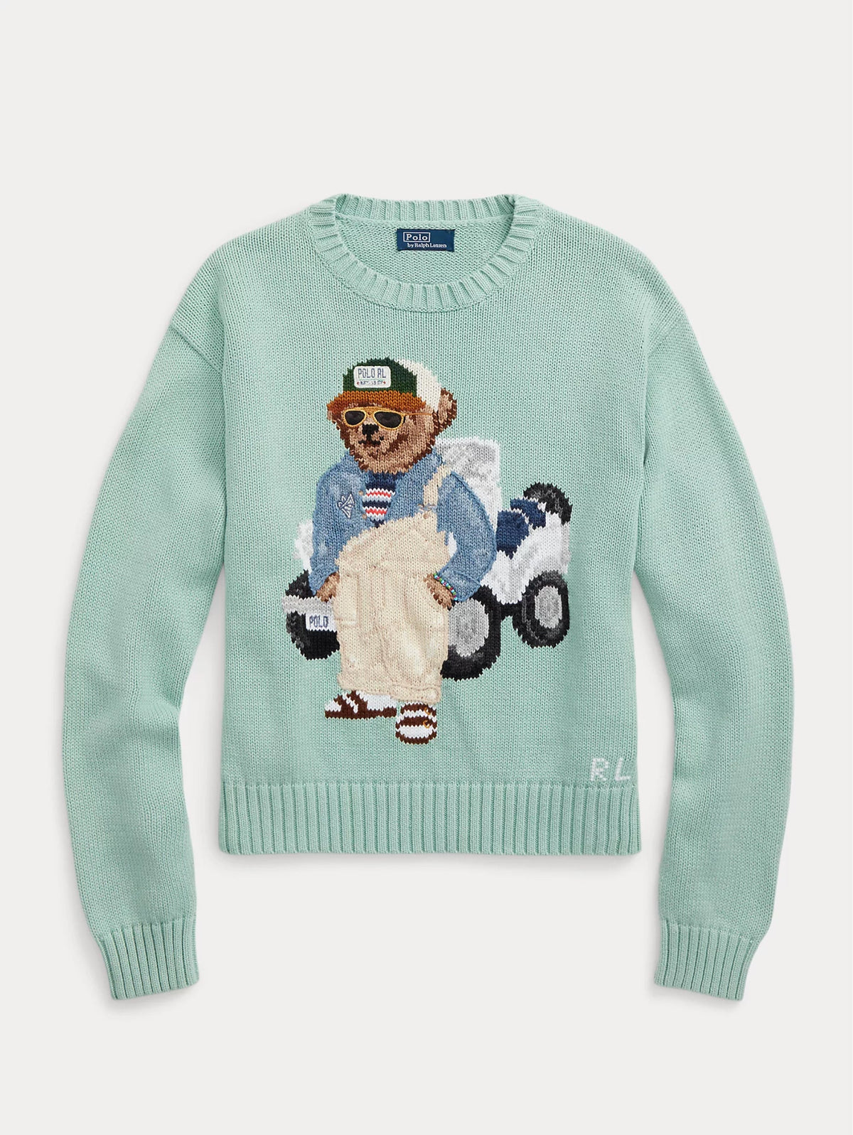 2026 New Arrival Maglia Girocollo con Ricamo Polo Bear Verde Celadon
