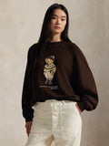 2026 New Arrival Felpa Ampia con Stampa Polo Bear Marrone