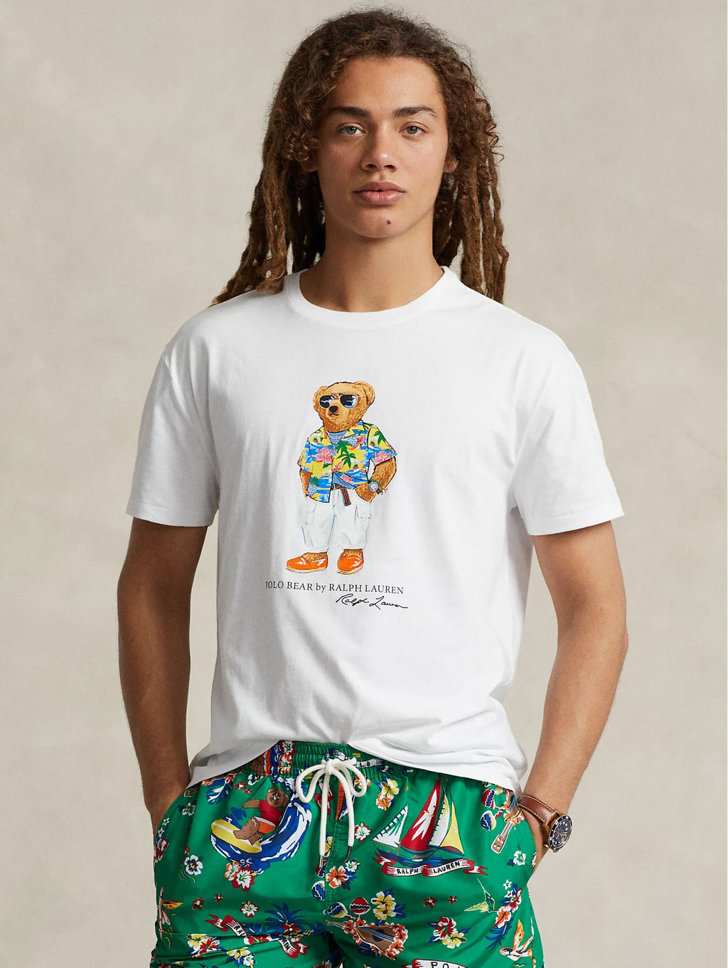 2026 New Arrival T-shirt con Stampa Polo Bear Bianco