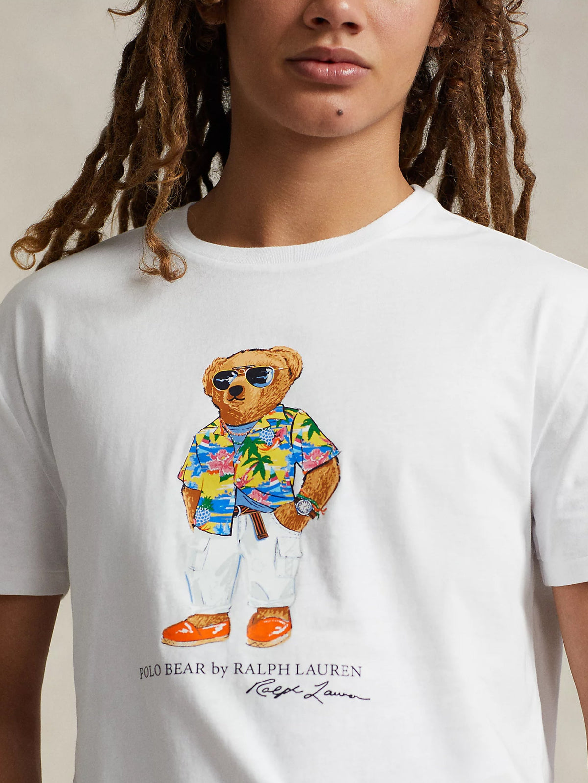 2026 New Arrival T-shirt con Stampa Polo Bear Bianco