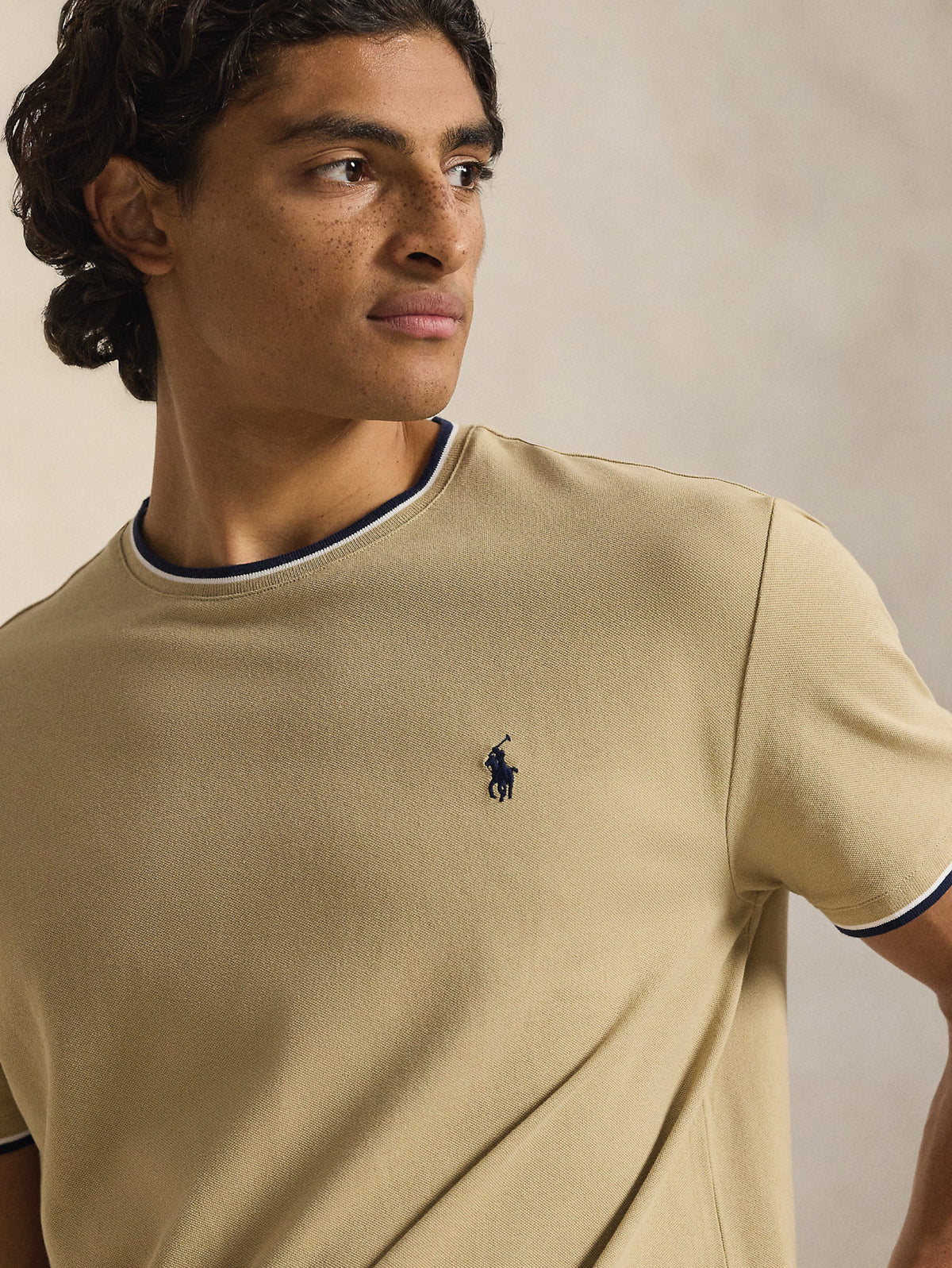 2026 New Arrival T-shirt in Jersey Mesh Classic Fit Beige