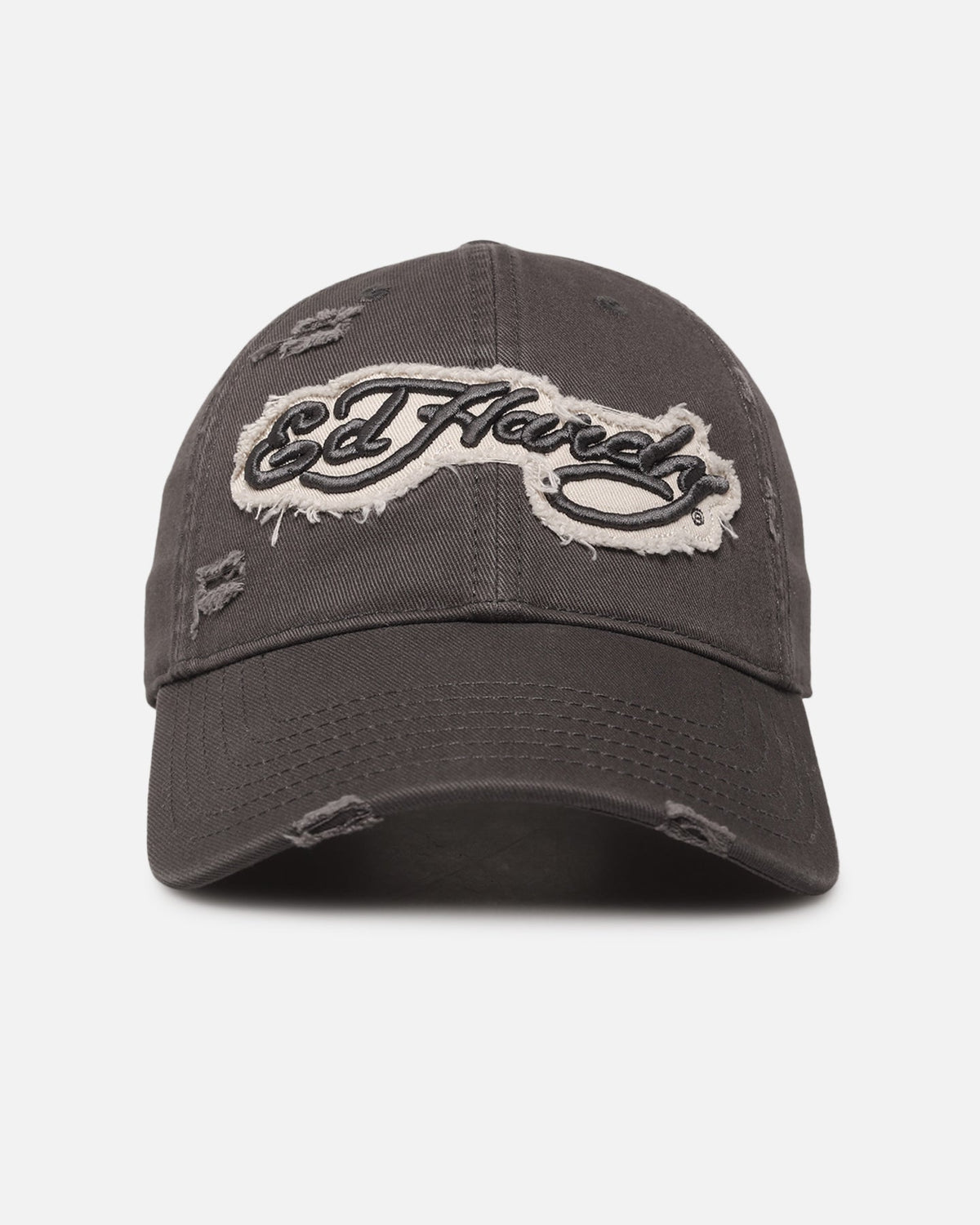 New Products Ed Hardy Distressed Strapback Cap Washed Black