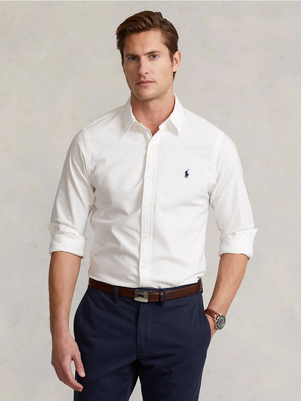 2026 New Arrival Camicia in Oxford con Logo Monocromo Bianca