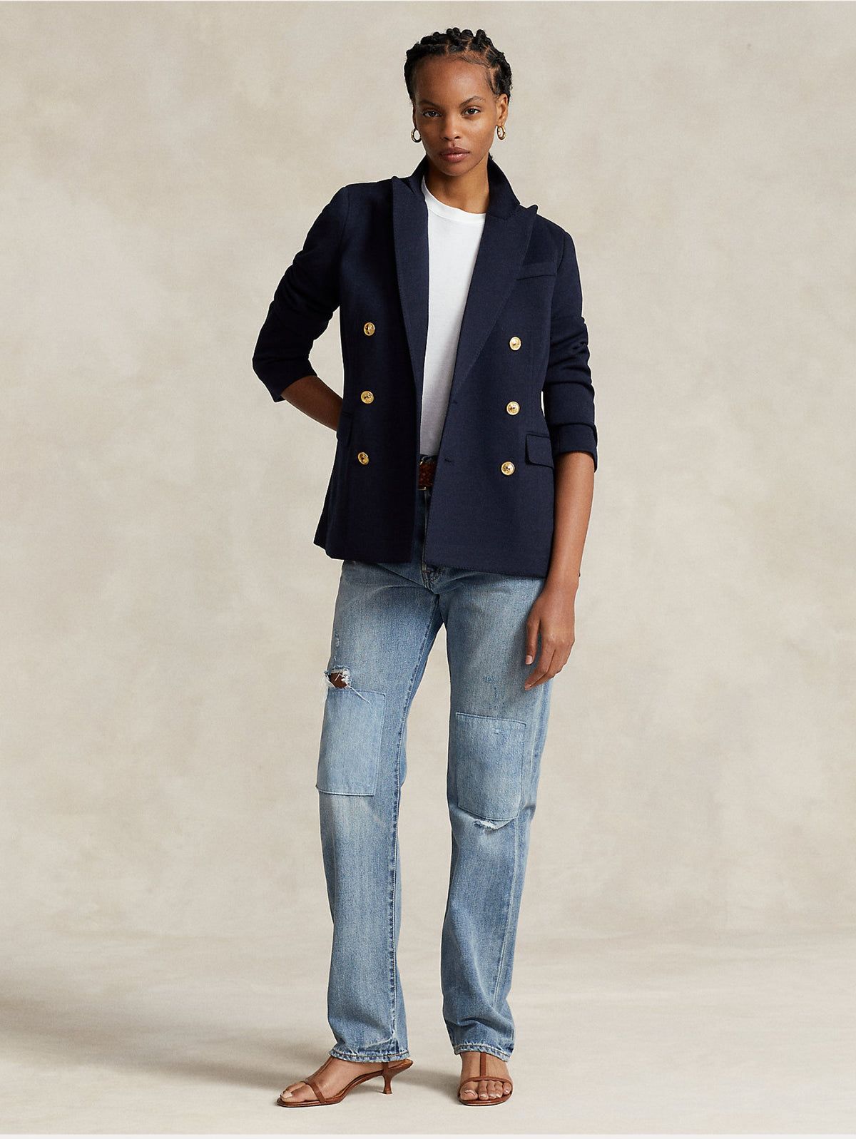 2026 New Arrival Blazer Doppio Petto in Maglia Blu