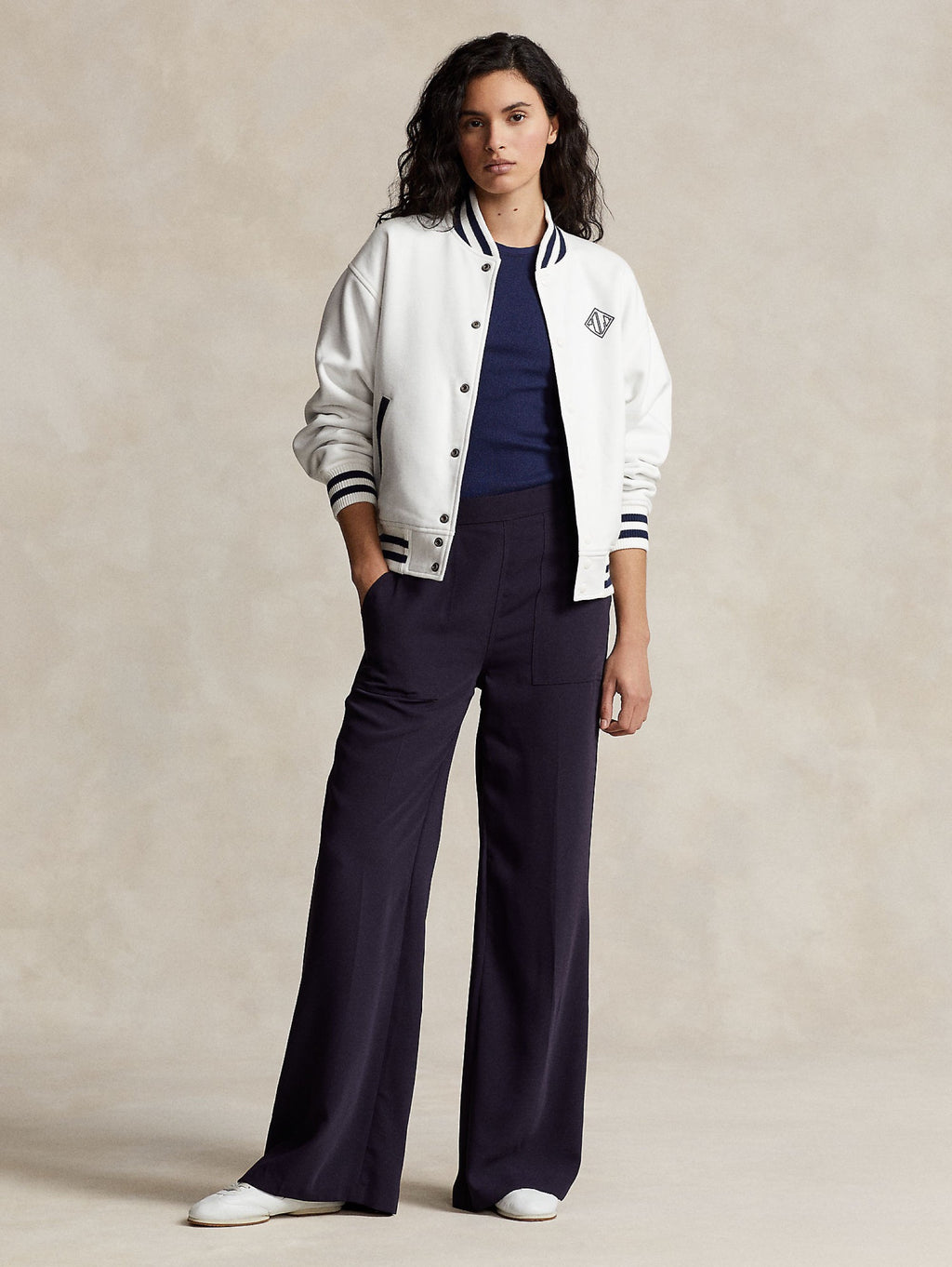 2026 New Arrival Bomber Reversibile Stile College Bianco/Blu