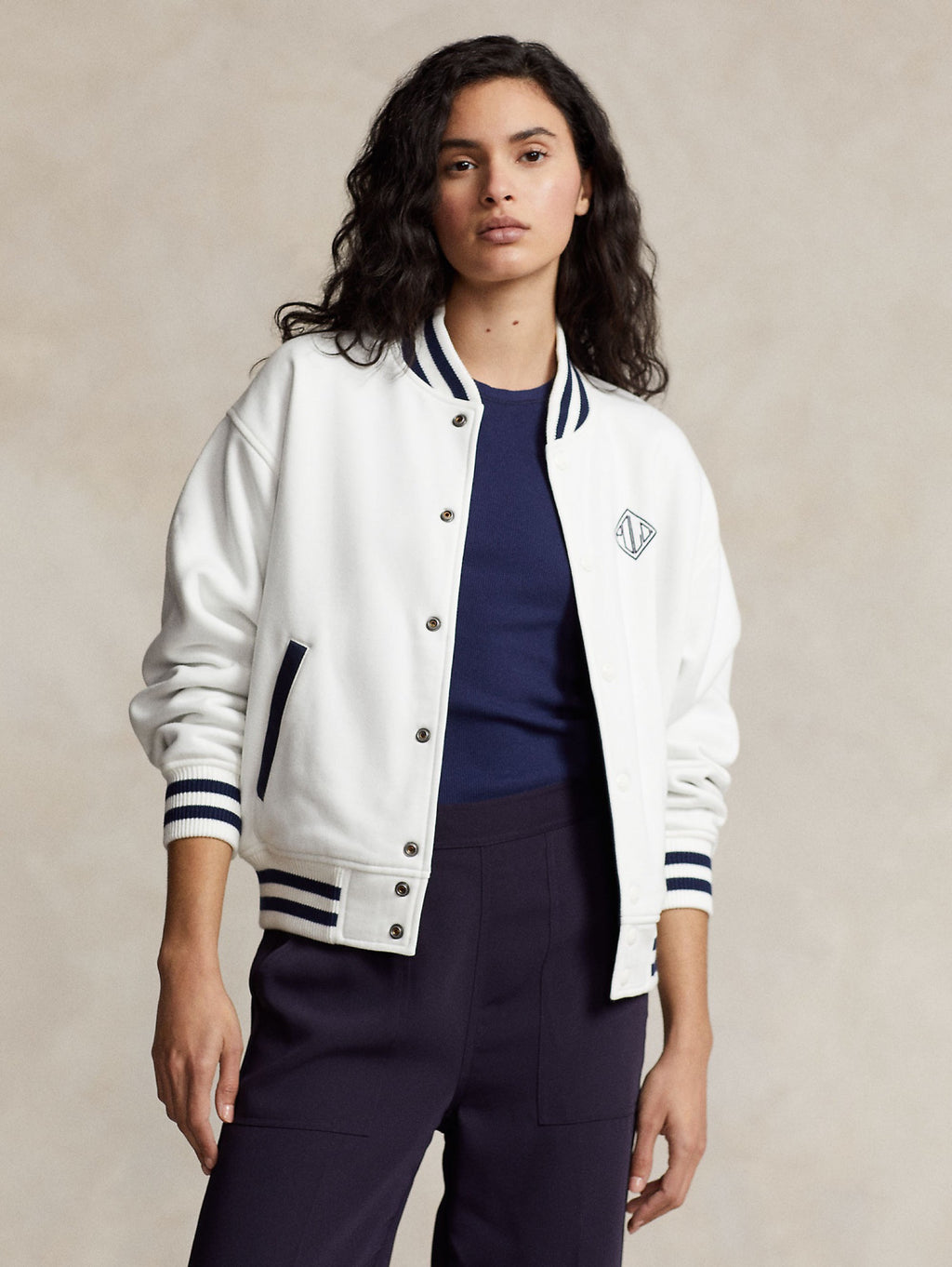2026 New Arrival Bomber Reversibile Stile College Bianco/Blu