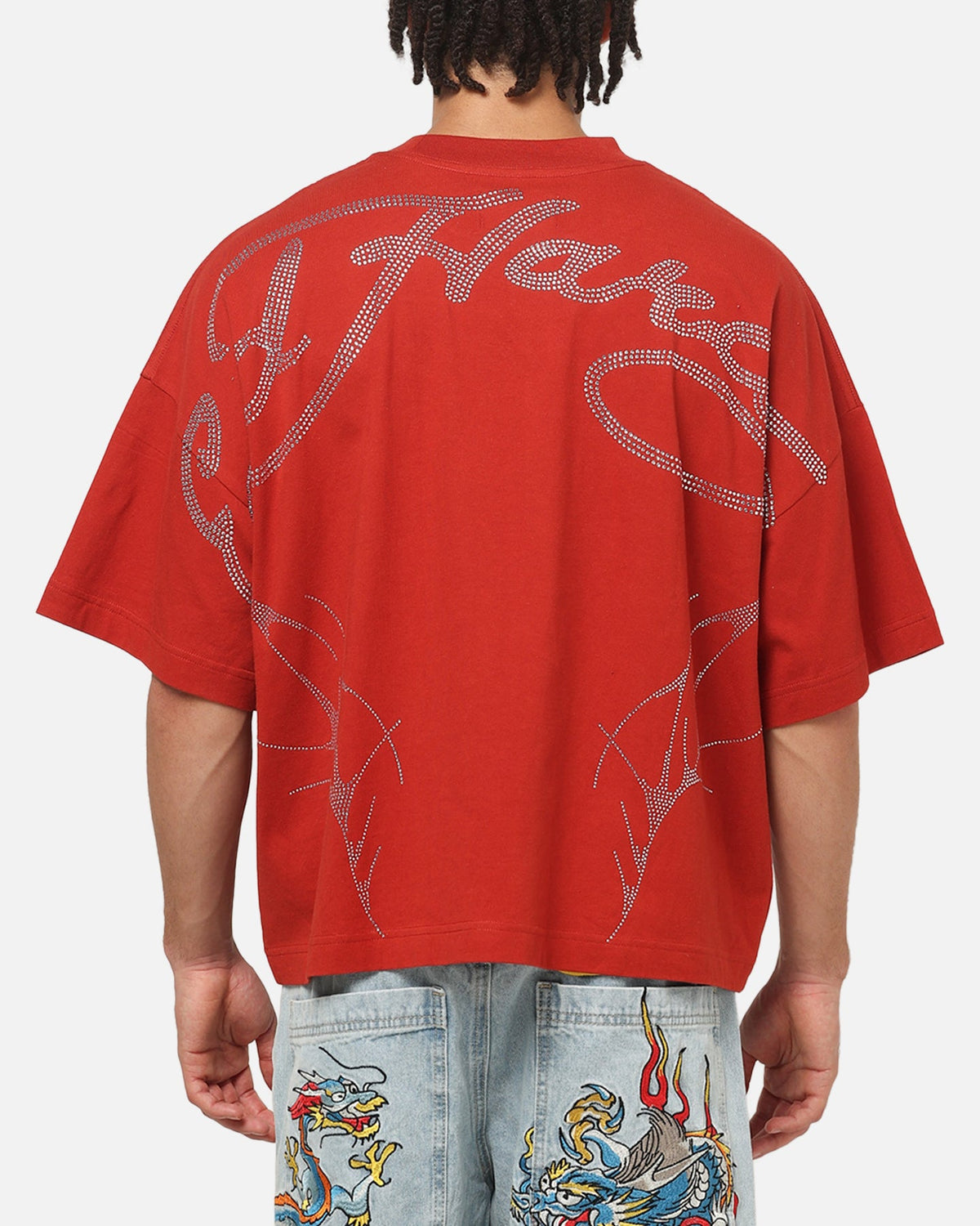 New Products Ed Hardy Cyber Rhinestone T-Shirt Red