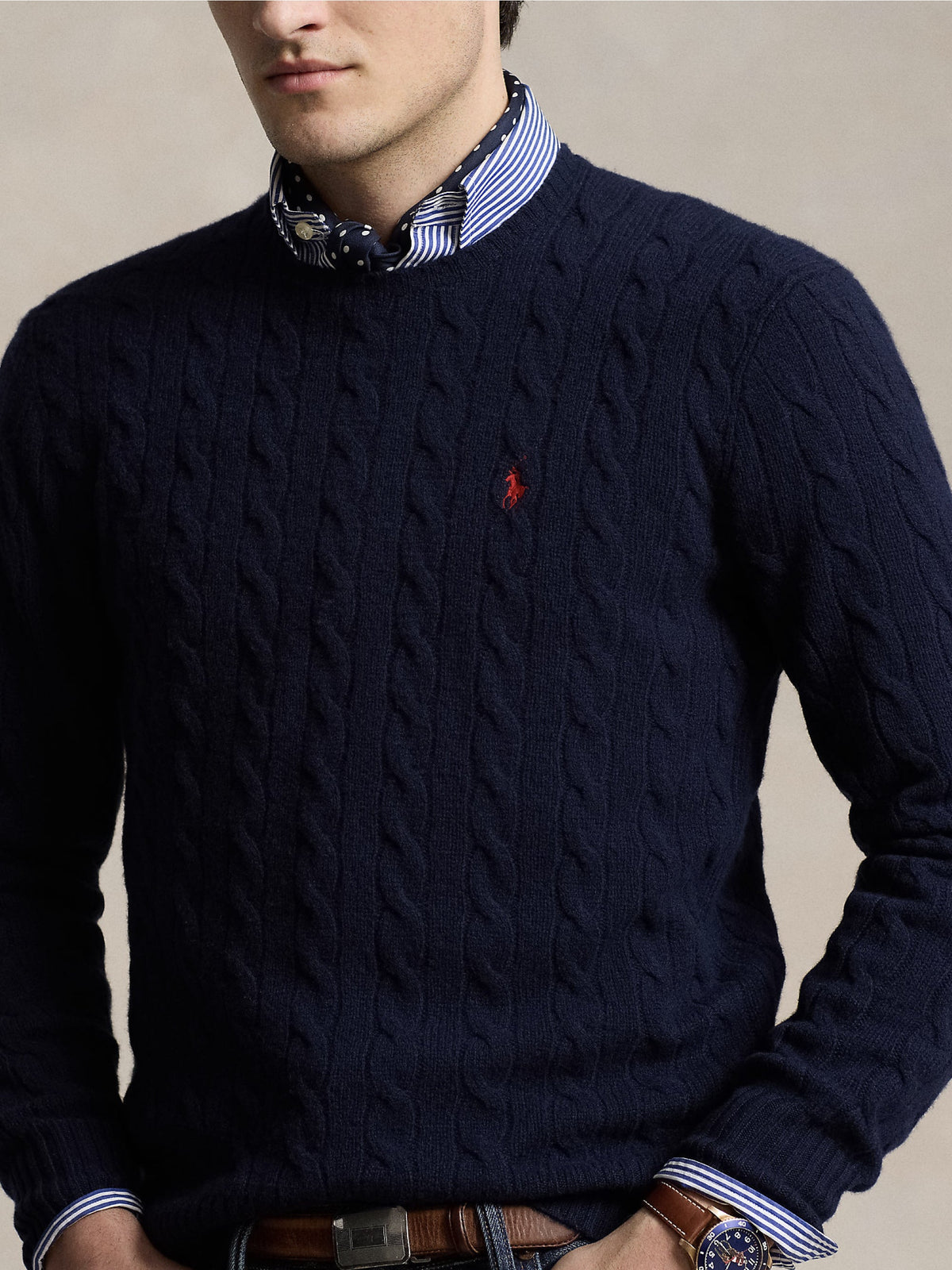 2026 New Arrival Maglia in Misto Cashmere a Trecce Blu