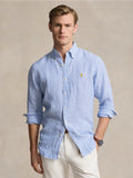2026 New Arrival Camicia in Lino a Righe Blu/Bianco
