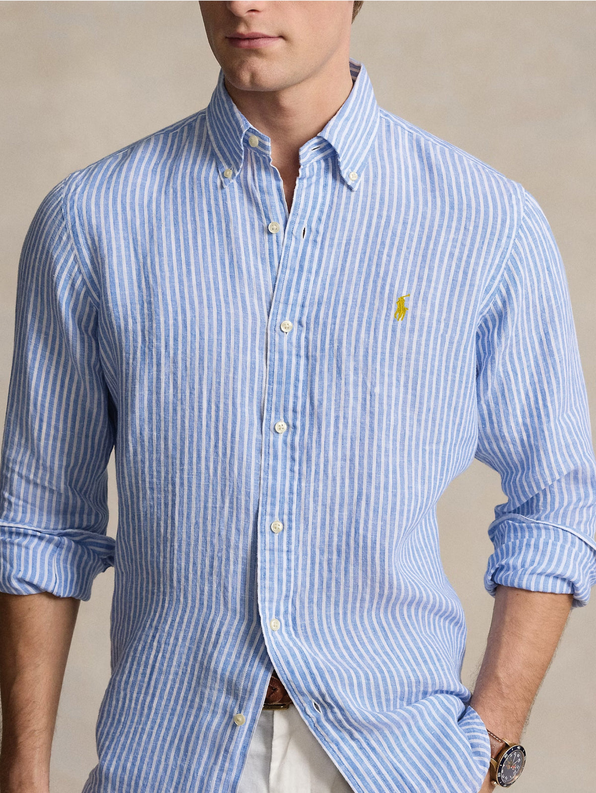 2026 New Arrival Camicia in Lino a Righe Blu/Bianco