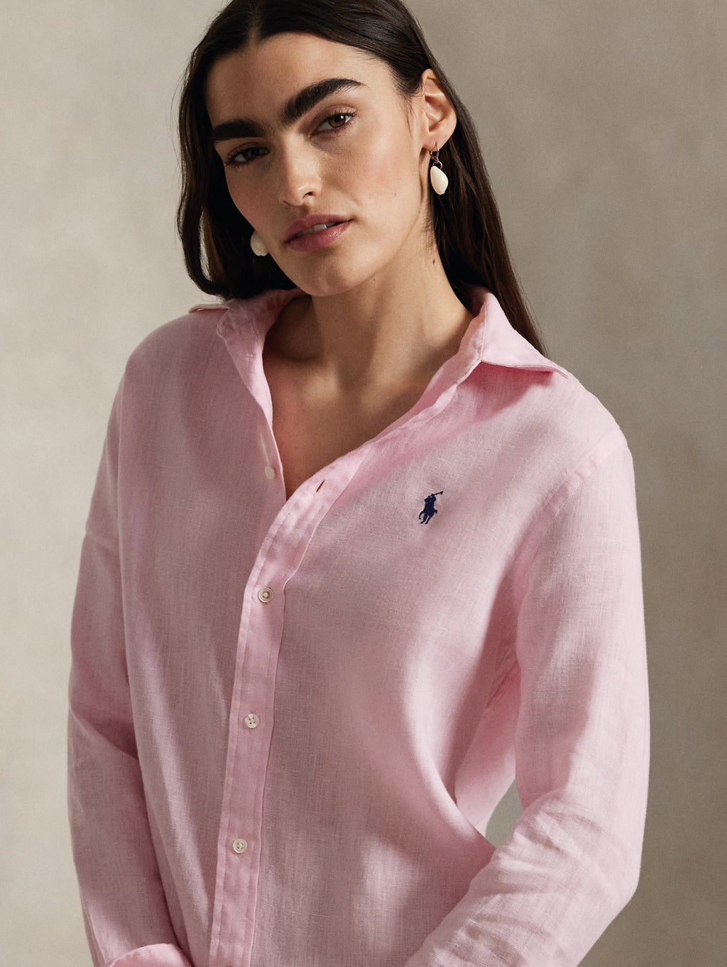 2026 New Arrival Camicia Classic Fit in Lino Rosa