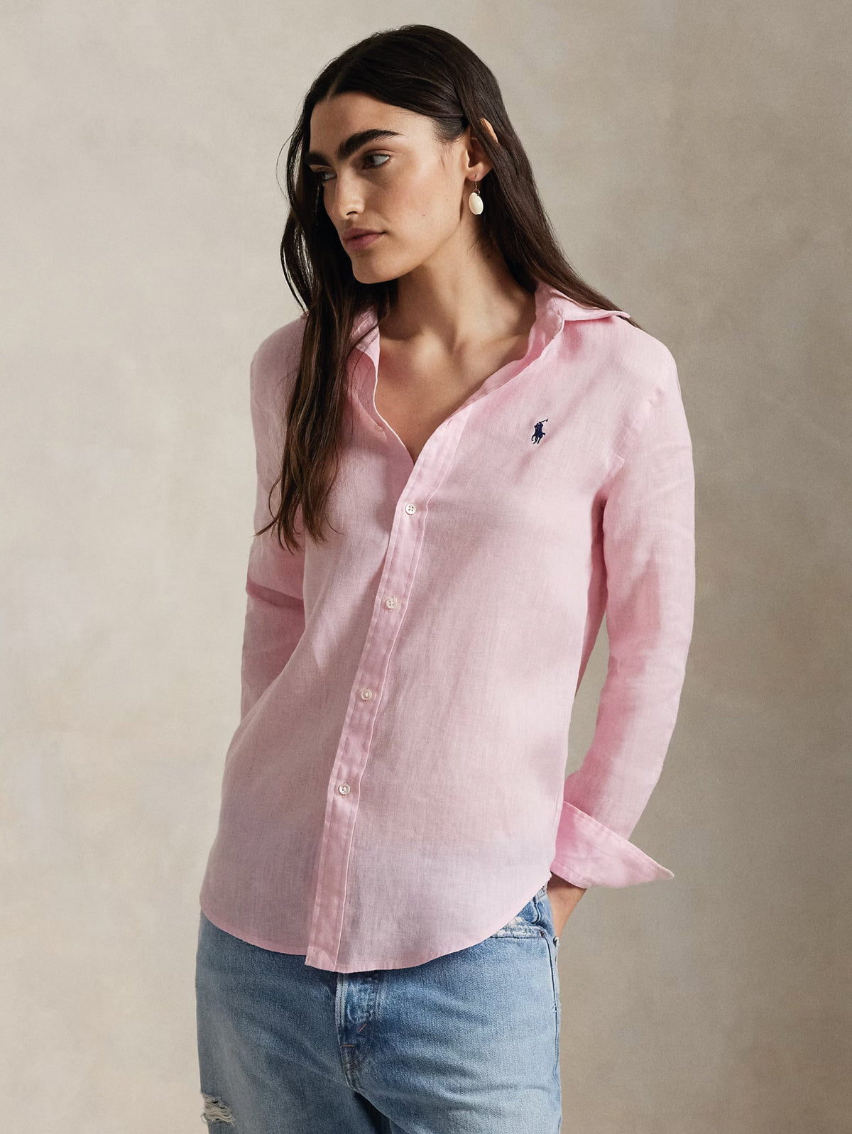 2026 New Arrival Camicia Classic Fit in Lino Rosa