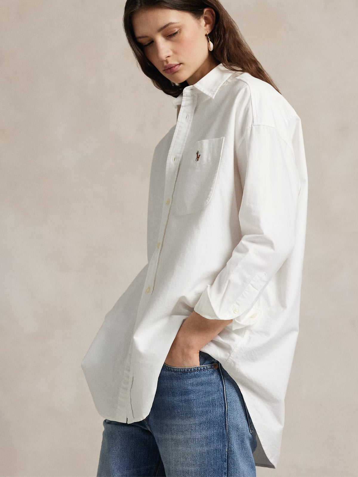 2026 New Arrival Camicia Big Fit in Cotone Oxford Bianco