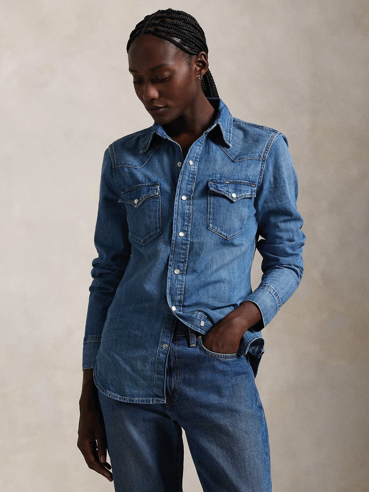 2026 New Arrival Camicia Western in Denim Blu