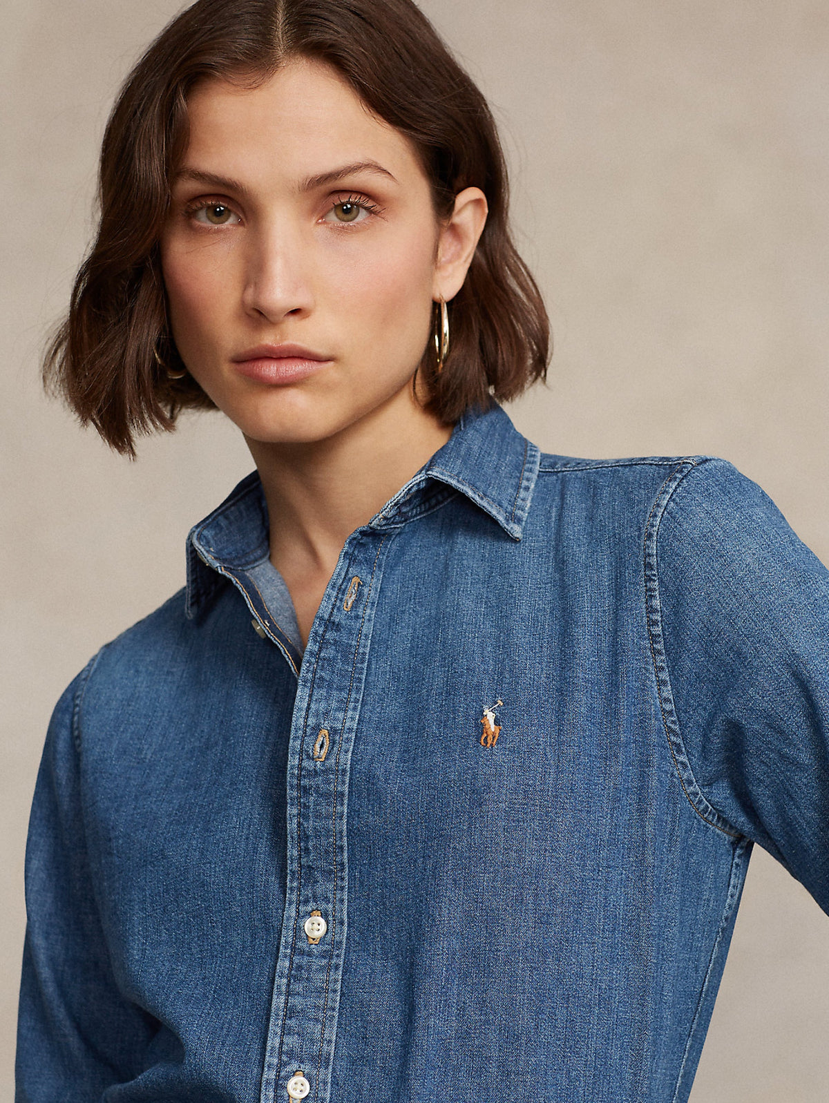 2026 New Arrival Camicia in Twill di Cotone Denim Blu