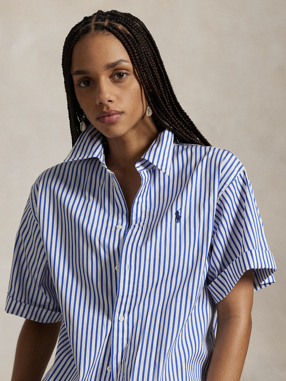 2026 New Arrival Camicia Maniche Corte a Righe Bianco/Blu