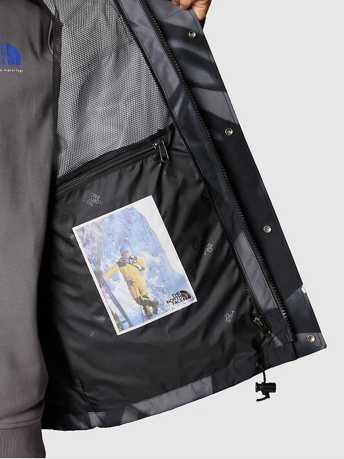 2026 New Arrival Giacca con Cappuccio Retro Mountain Stampa Grigio