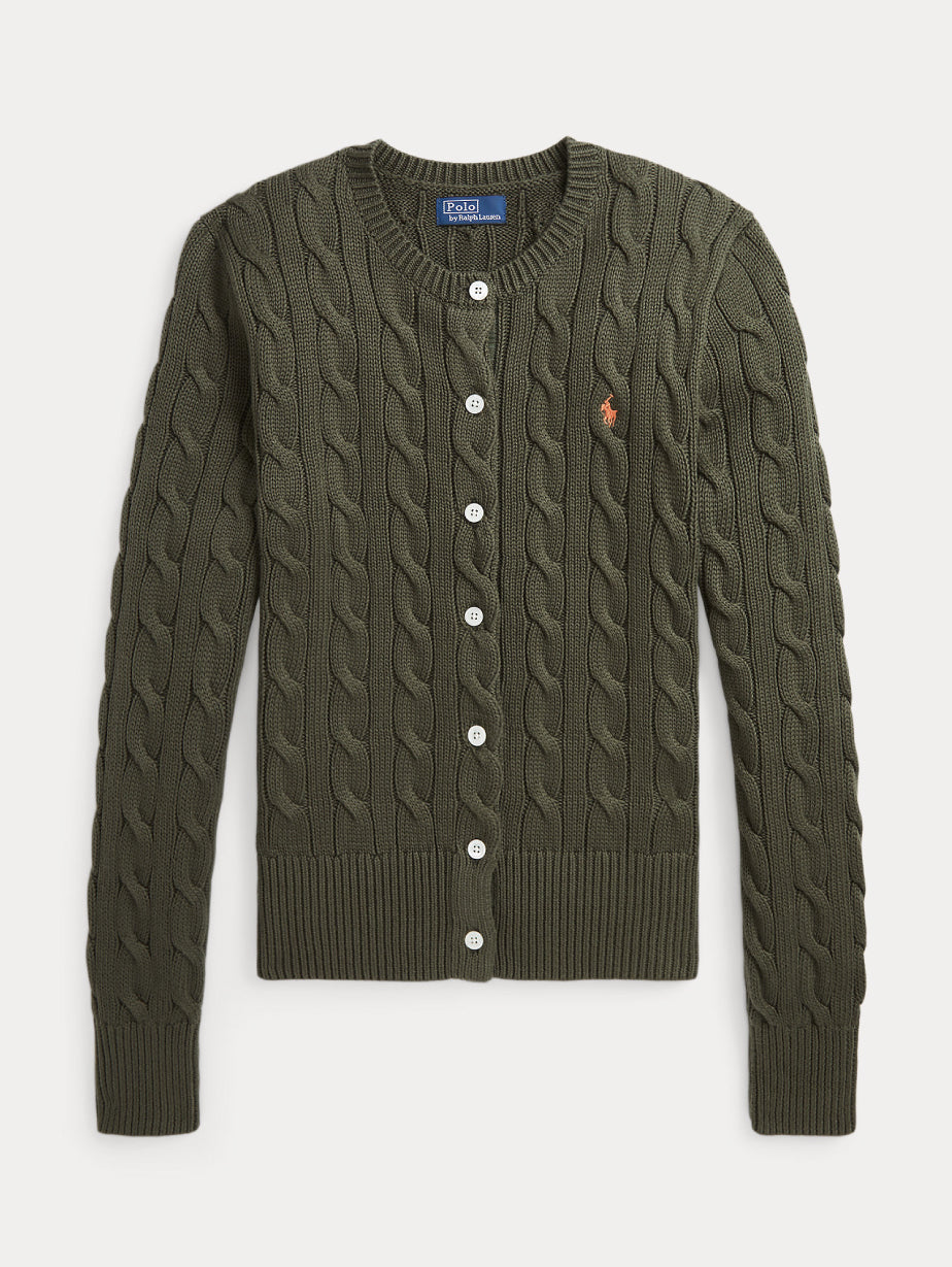 2026 New Arrival Cardigan in Cotone a Trecce Verde Oliva