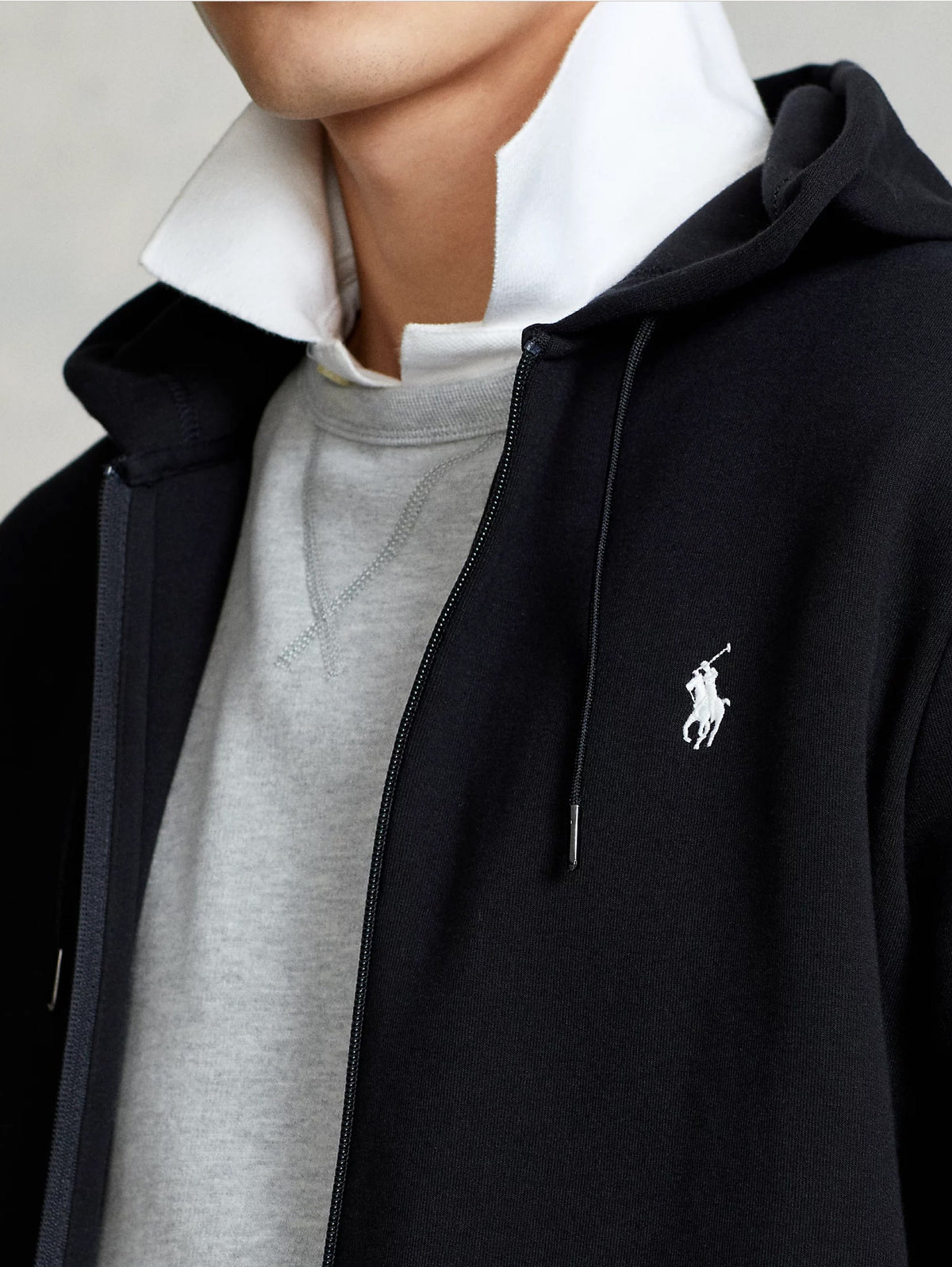 2026 New Arrival Felpa con Cappuccio e Zip  in Maglia Doppia Nero