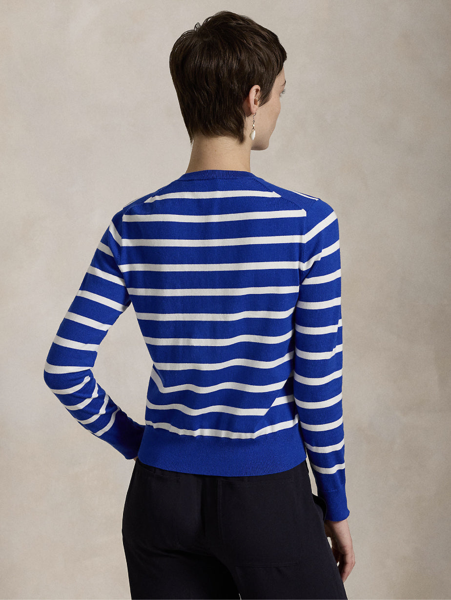 2026 New Arrival Cardigan a Righe Blu/Bianco