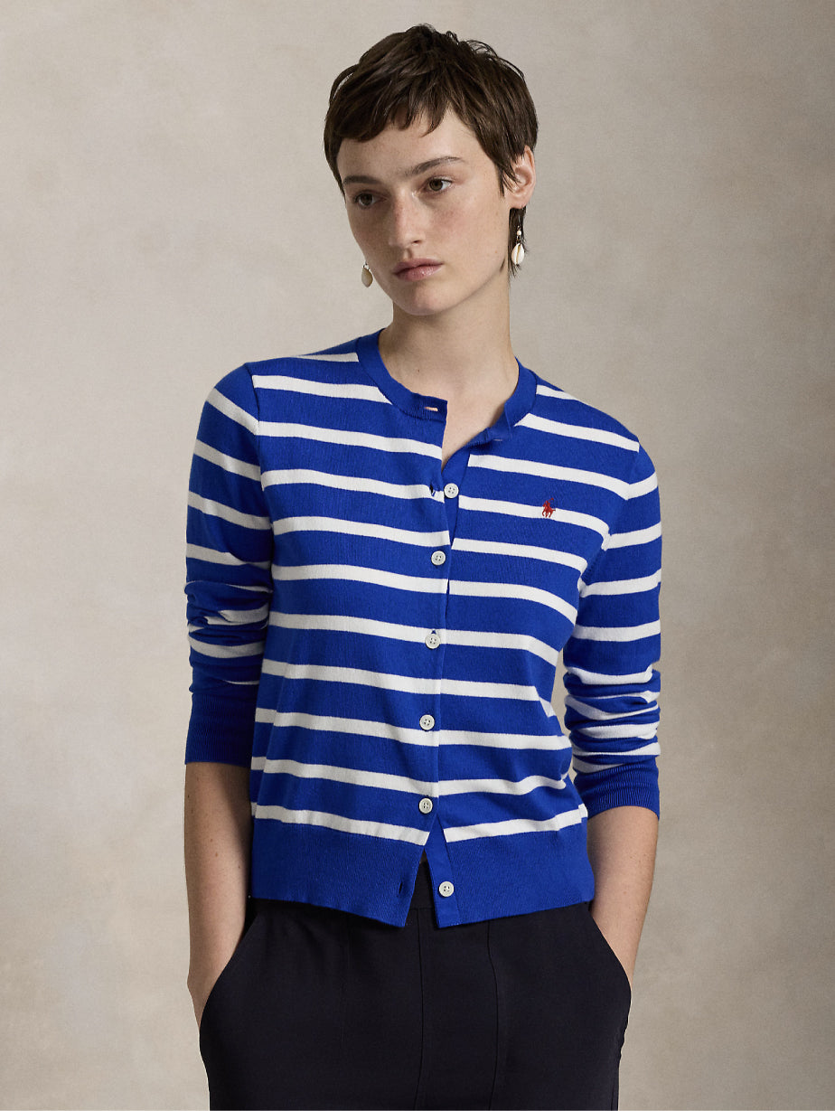 2026 New Arrival Cardigan a Righe Blu/Bianco