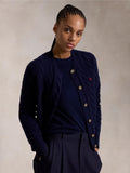 2026 New Arrival Cardigan a Trecce in Misto Cashmere Blu