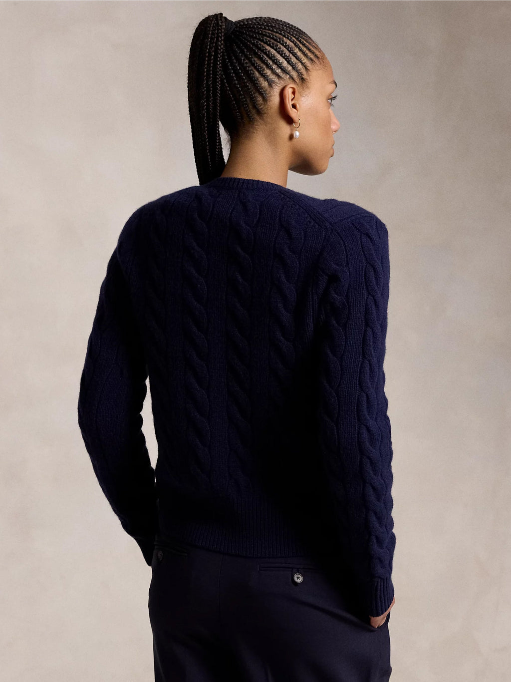 2026 New Arrival Cardigan a Trecce in Misto Cashmere Blu