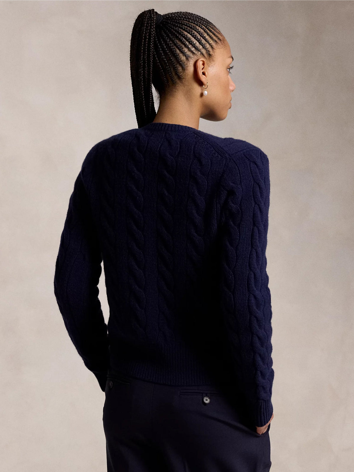 2026 New Arrival Cardigan a Trecce in Misto Cashmere Blu