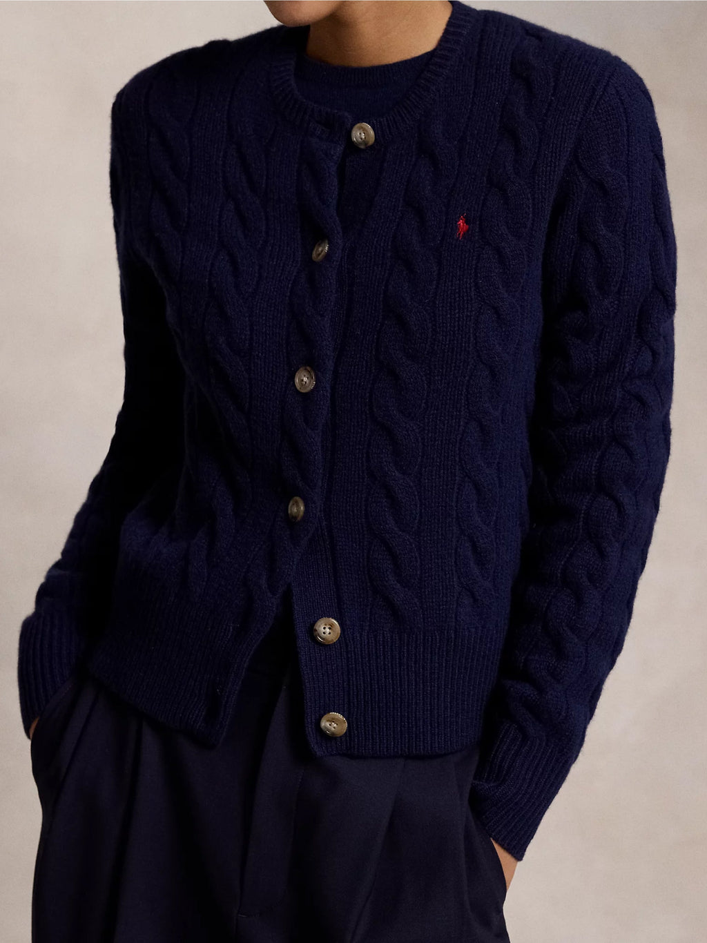 2026 New Arrival Cardigan a Trecce in Misto Cashmere Blu
