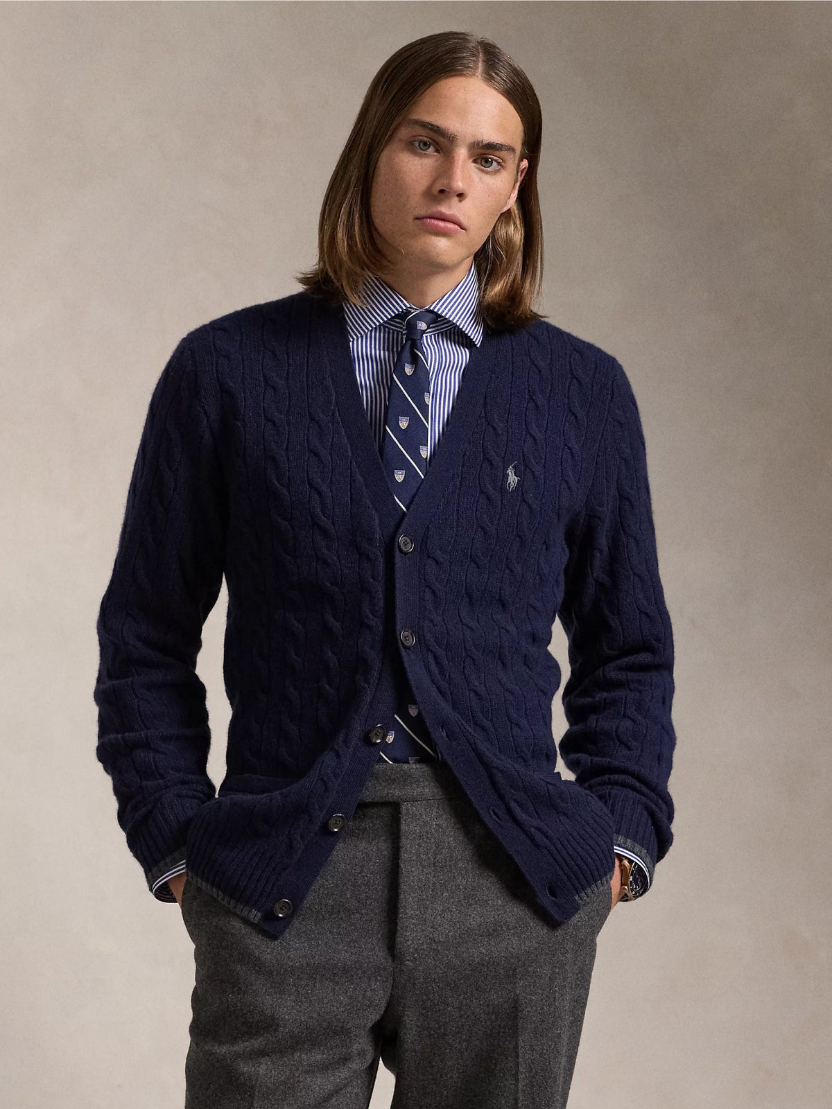 2026 New Arrival Cardigan in Lana e Cashmere a Trecce Blu