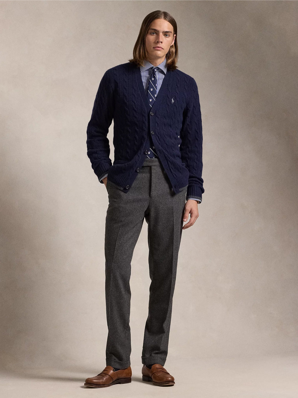 2026 New Arrival Cardigan in Lana e Cashmere a Trecce Blu