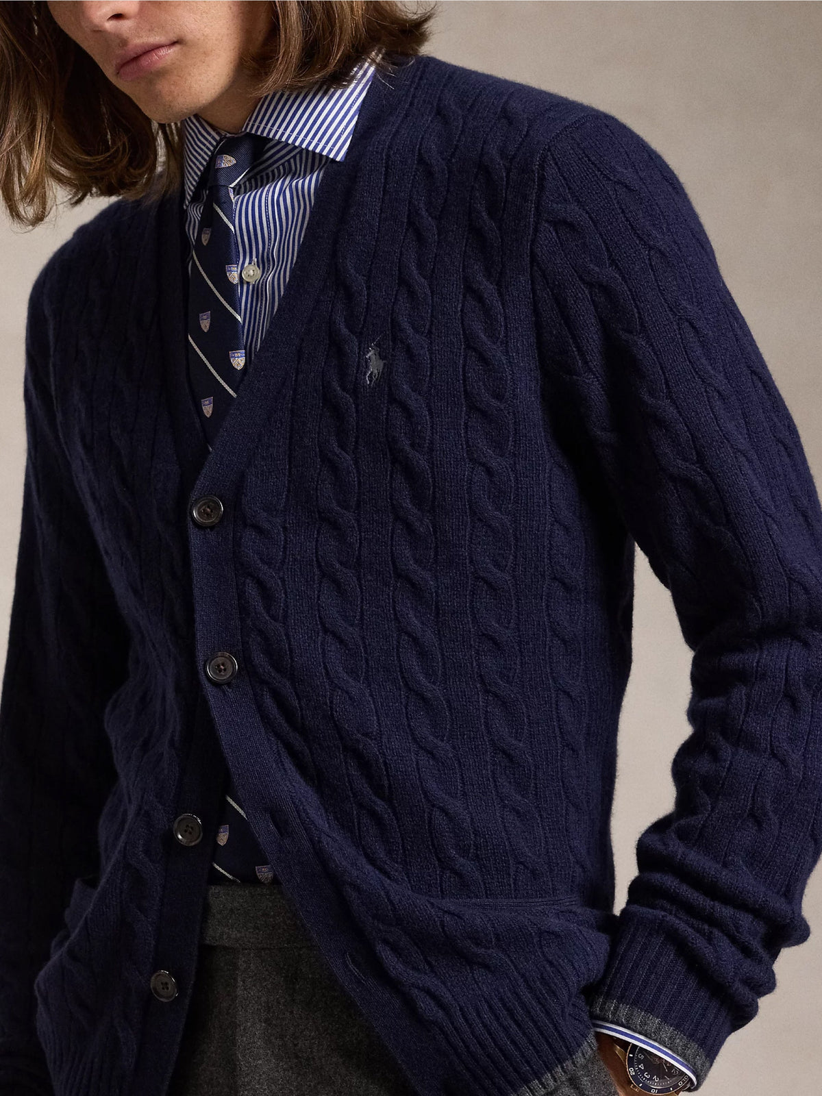 2026 New Arrival Cardigan in Lana e Cashmere a Trecce Blu