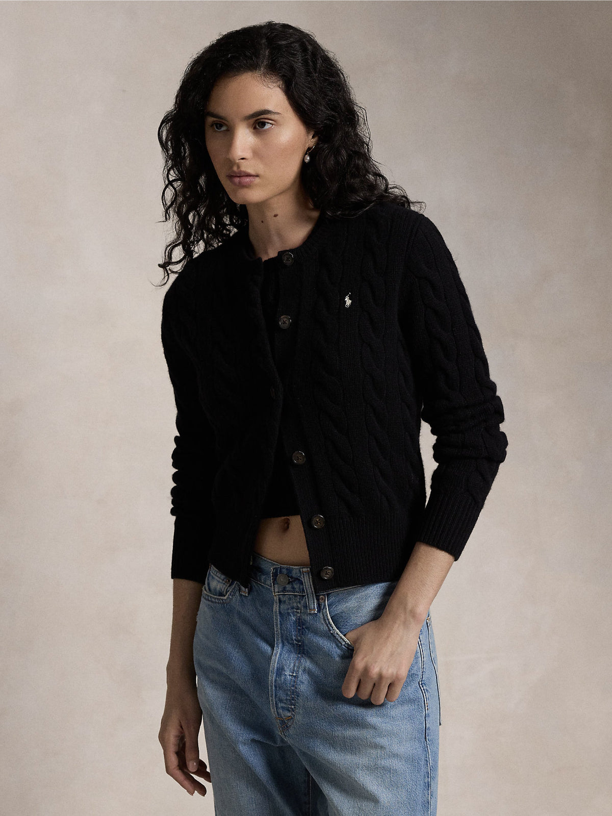 2026 New Arrival Cardigan a Trecce in Misto Cashmere Nero