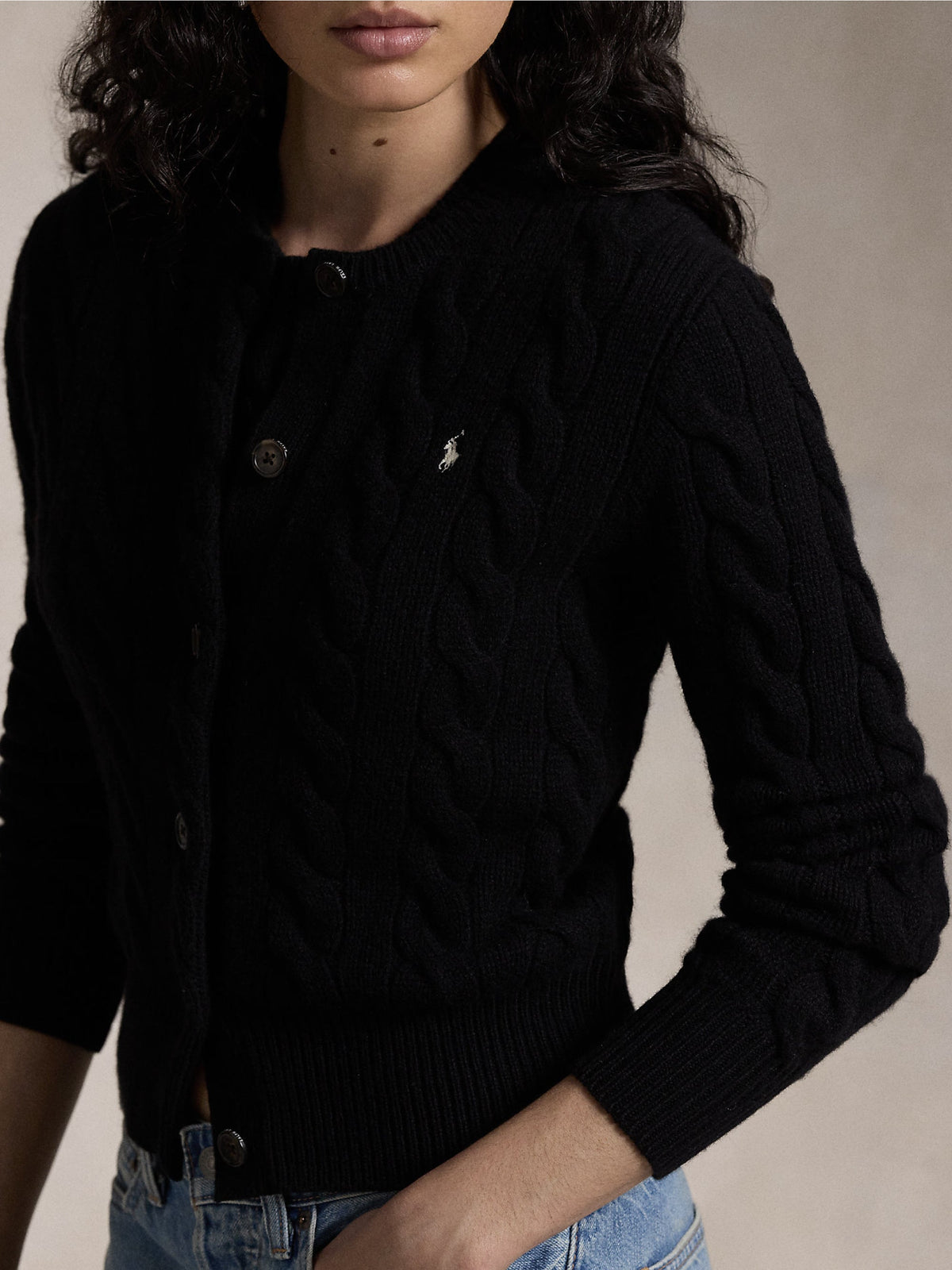 2026 New Arrival Cardigan a Trecce in Misto Cashmere Nero