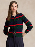 2026 New Arrival Cardigan a Righe in Misto Cashmere Verde/Blu