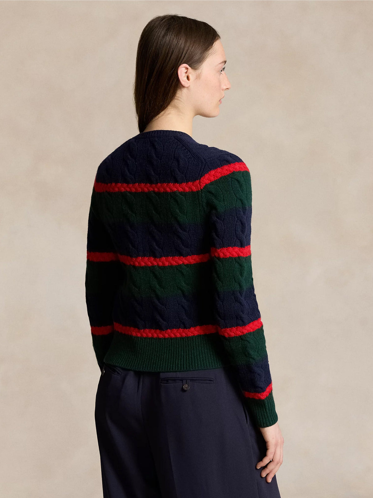 2026 New Arrival Cardigan a Righe in Misto Cashmere Verde/Blu