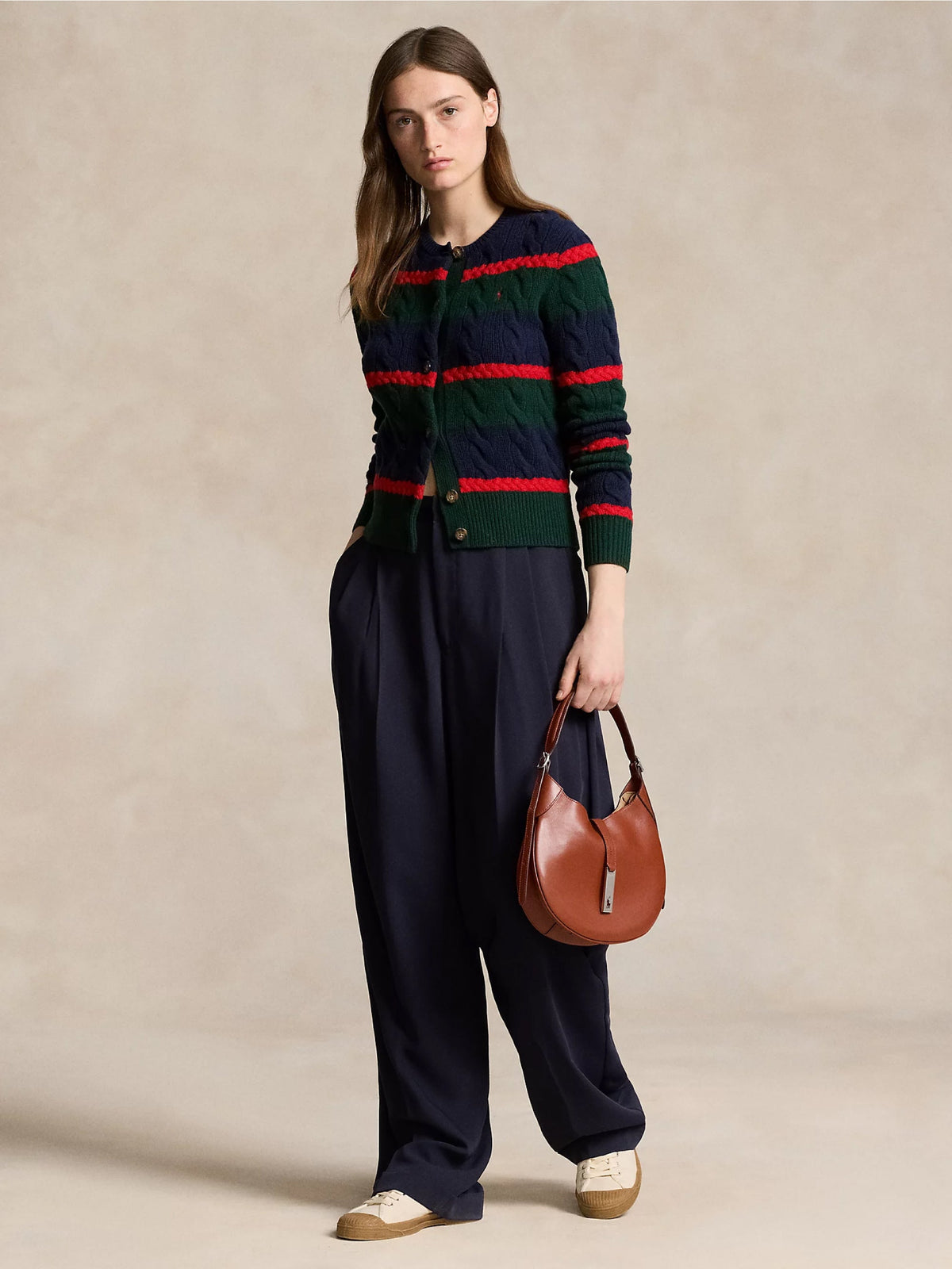 2026 New Arrival Cardigan a Righe in Misto Cashmere Verde/Blu