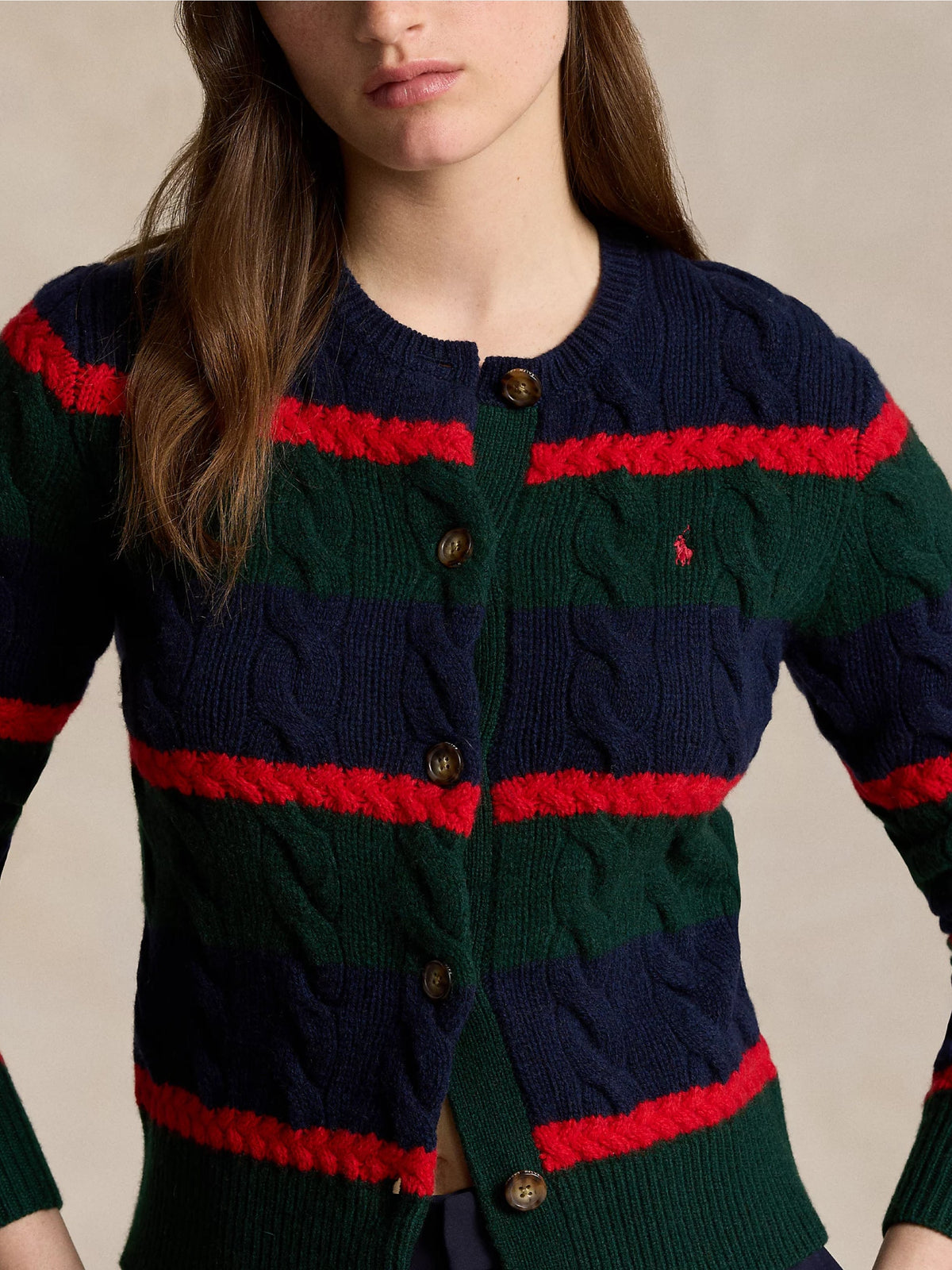 2026 New Arrival Cardigan a Righe in Misto Cashmere Verde/Blu
