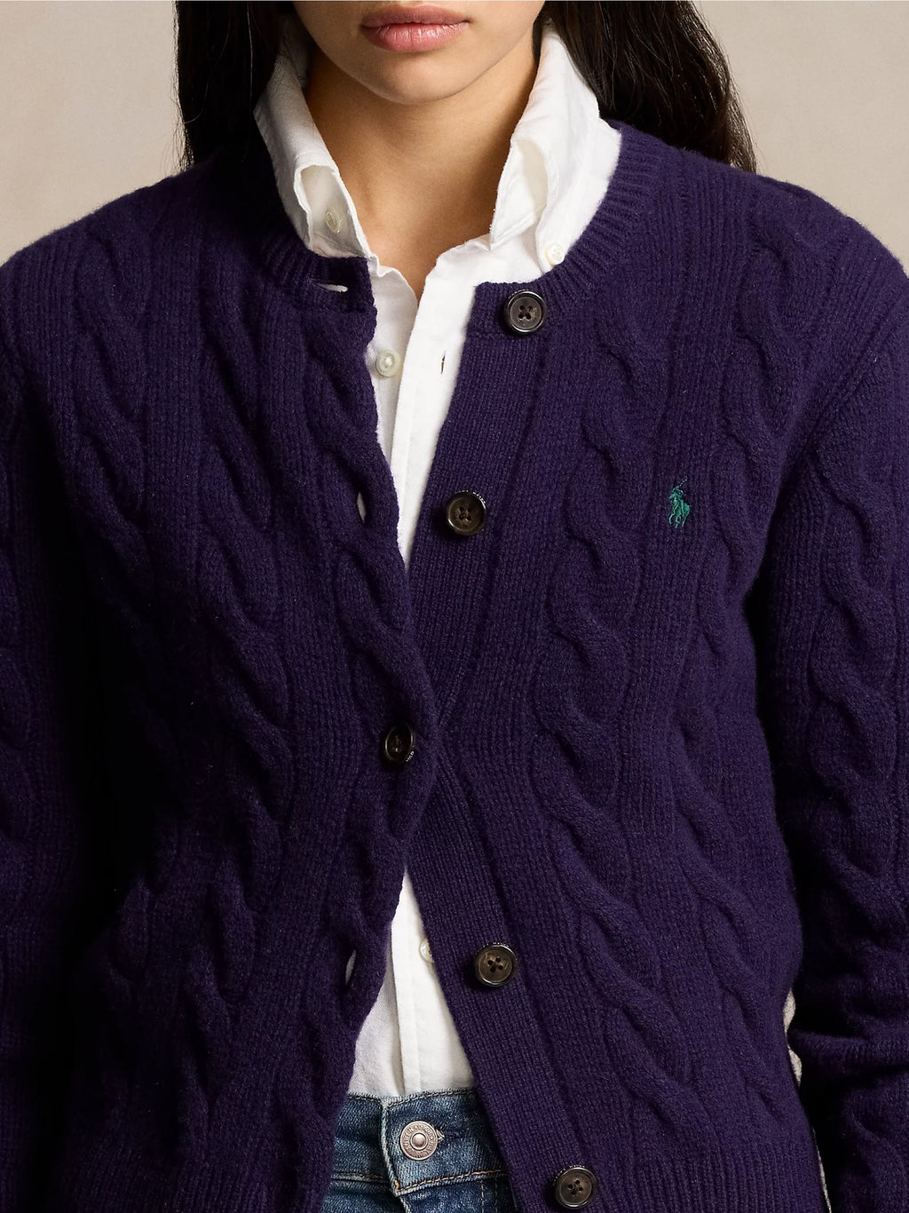 2026 New Arrival Cardigan a Trecce in Misto Cashmere Viola
