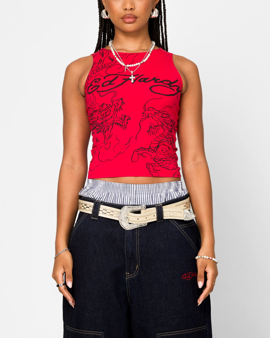 New Products Ed Hardy Women's Dragon Tank Red