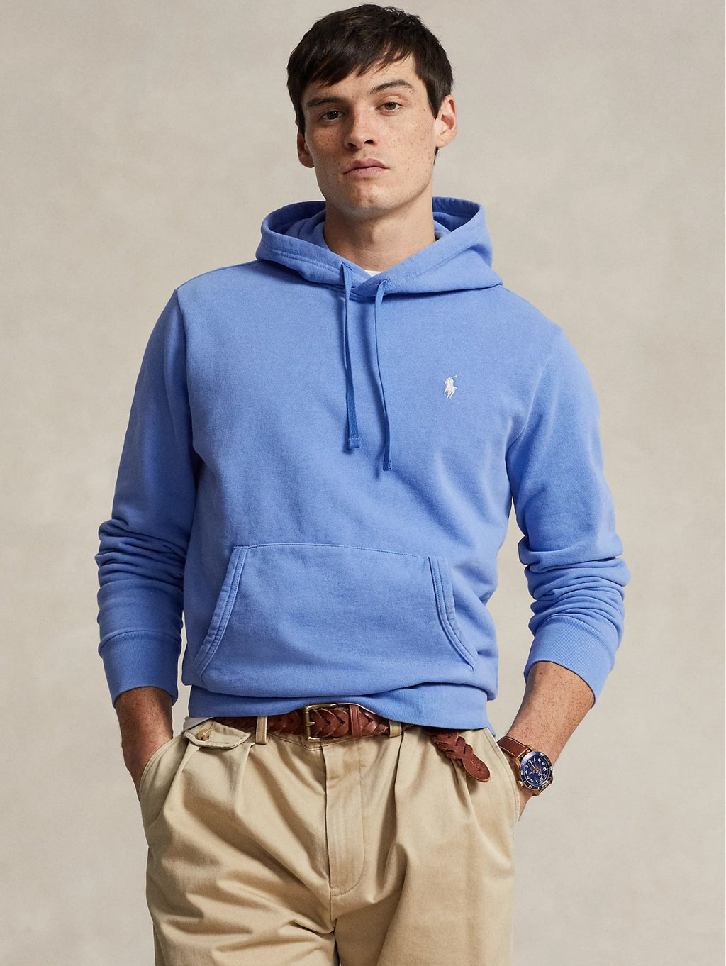 2026 New Arrival Felpa con Cappuccio in Spugna Loopback Celeste